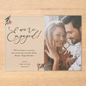 Invitations En Acrylique Holly Berry Nous sommes engagés 1 Fête Photo (Recto)