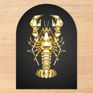 Invitations En Acrylique Homard polygonal doré langouste sur fond noir