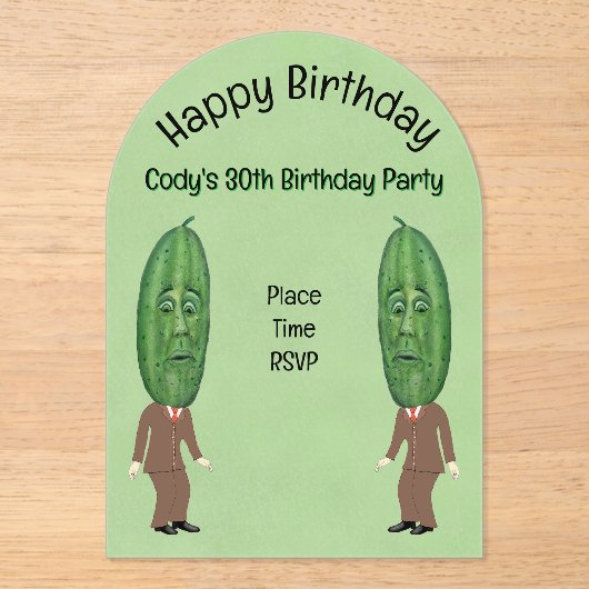 Invitations En Acrylique Hommes sots Gros Chevalier Vert Face Anniversaire (Recto)