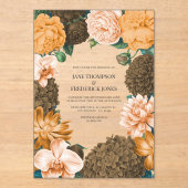 Invitations En Acrylique Honey Rose, Apricot Fleur & Toffee Bloom Wedding (Recto)