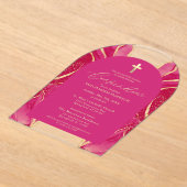 Invitations En Acrylique Hot rose Or Agate Confirmation moderne (Poser)