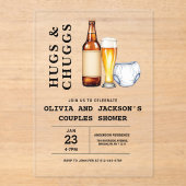 Invitations En Acrylique Hugs & Chuggs Bières Diapers Couples Baby shower (Recto)