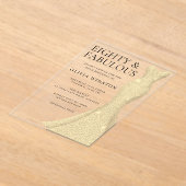 Invitations En Acrylique Huit et fabuleuse robe d'or 80e anniversaire (Poser)