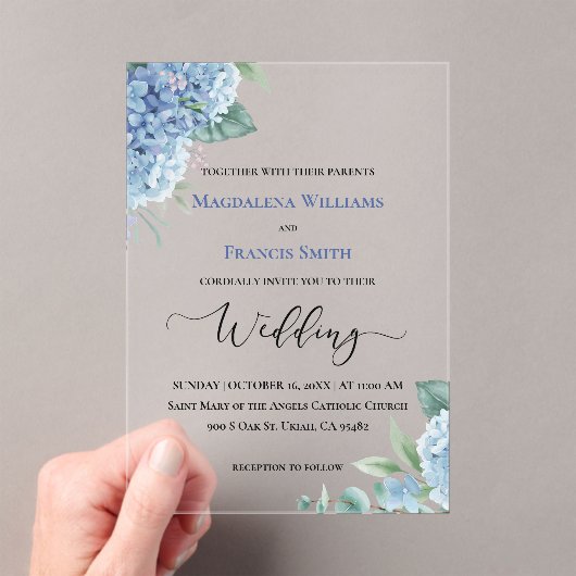 Invitations En Acrylique Hydrangea aquarelle | mariage (In situ (ordinateur de poche))