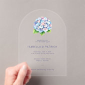 Invitations En Acrylique Hydrangea élégant aquarelle bleue (In situ (ordinateur de poche))