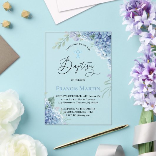 Invitations En Acrylique Hydrangea flowers Baptism (Insitu (Mariage))