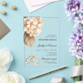 Invitations En Acrylique Hydrangea rustique avec alliance Mariage Espagnol (Insitu (Mariage))
