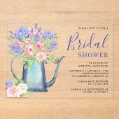 Invitations En Acrylique Hydrangea Violette Roses Roses Blush Mariage (Recto)