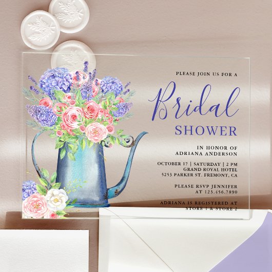Invitations En Acrylique Hydrangea Violette Roses Roses Blush Mariage