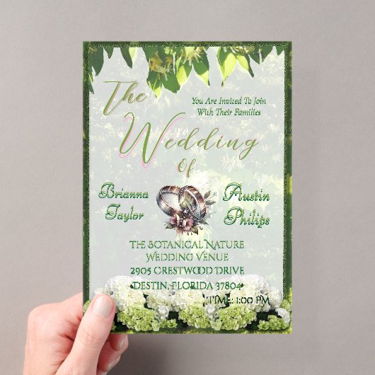 Invitations En Acrylique Hydrangeas Botaniques En Fleurs Mariage (In situ (ordinateur de poche))