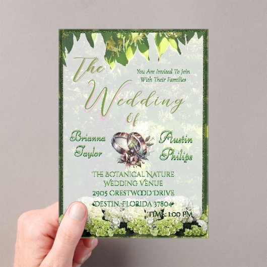 Invitations En Acrylique Hydrangées Botaniques En Mariage Fleur (In situ (ordinateur de poche))