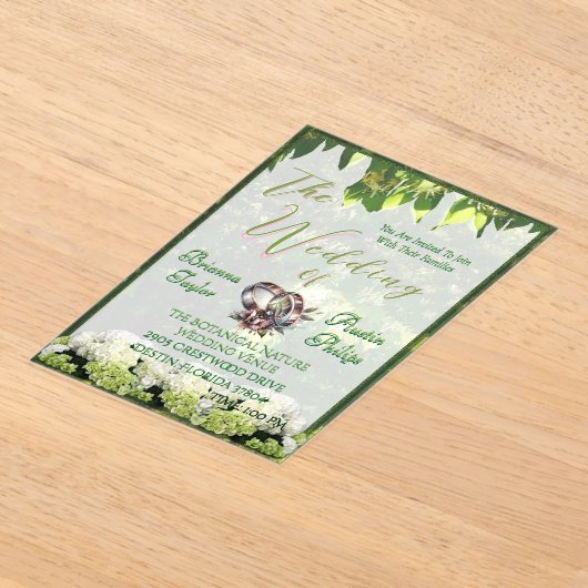 Invitations En Acrylique Hydrangées Botaniques En Mariage Fleur (Poser)