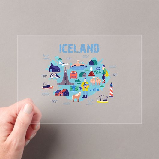 Invitations En Acrylique Iceland map (In situ (ordinateur de poche))