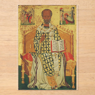 Invitations En Acrylique Icône orthodoxe byzantine de saint Nicolas de Myre