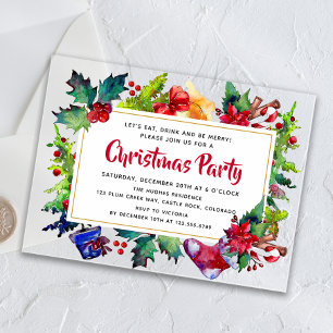 Invitations En Acrylique Icônes de fêtes de Noël aquarelle