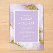 Invitations En Acrylique ID Abstrait Lavande d'encre Lux990 (Recto)