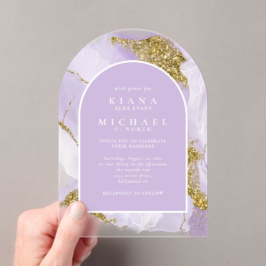 Invitations En Acrylique ID d'arc Abstrait Lavande d'encre Lux990 (In situ (ordinateur de poche))