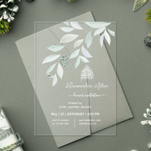 Invitations En Acrylique Iftar botanique à l'aquarelle Ramadan