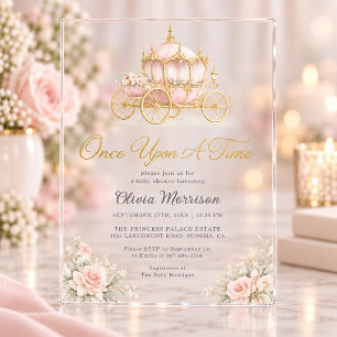 Invitations En Acrylique Il était une fois Baby Shower Princesse Carrosse
