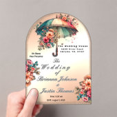 Invitations En Acrylique Il pleut de beaux Mariages floraux (In situ (ordinateur de poche))