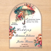Invitations En Acrylique Il pleut de beaux Mariages floraux (Recto)
