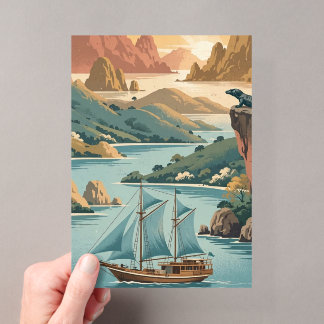 Invitations En Acrylique Île de Komodo rétro Indonésie