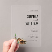 Invitations En Acrylique Illustration de chalet neutre rustique (In situ (ordinateur de poche))