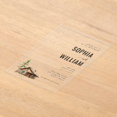 Invitations En Acrylique Illustration de chalet neutre rustique (Poser)