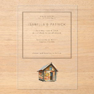 Invitations En Acrylique Illustration de chalet rustique cosy
