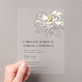 Invitations En Acrylique Illustration de Magnolia blanc Mariage minimal mod (In situ (ordinateur de poche))