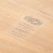 Invitations En Acrylique Illustration de mariage classique de vignoble rust (Poser)