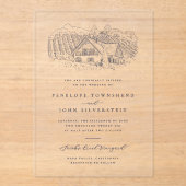 Invitations En Acrylique Illustration de mariage classique de vignoble rust (Recto)