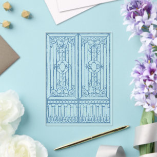 Invitations En Acrylique Illustration de porte vintage bleu poussiéreux pou