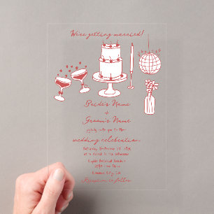 Invitations En Acrylique Illustrations Dessinées à la Main Gribouillages Ma