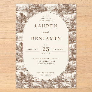 Invitations En Acrylique Illustrations Vintage Élégantes Sépia