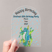 Invitations En Acrylique Imaginaire animé Aqua Blue Sea Dragon Bubbles (In situ (ordinateur de poche))