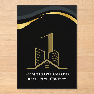 Invitations En Acrylique Immobilier personnalisé de luxe Black & Gold