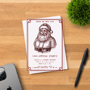 Invitations En Acrylique Impressions de Noël passé : Père Noël vintage
