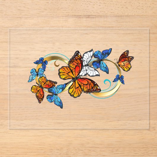 Invitations En Acrylique Infini de papillons monarques (Recto)
