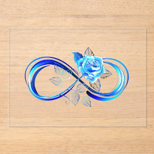 Invitations En Acrylique Infini lumineux avec rose bleue