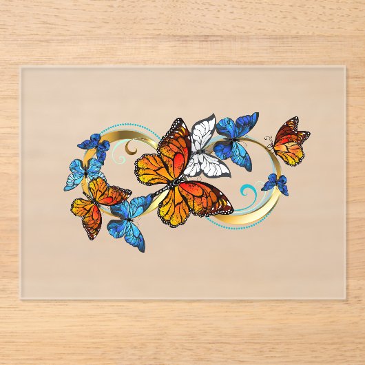 Invitations En Acrylique Infinité de papillons monarques (Recto)