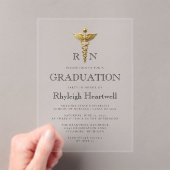 Invitations En Acrylique Infirmière RN Gold Caduceus Graduation Party (In situ (ordinateur de poche))