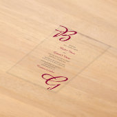 Invitations En Acrylique Initiales bordeaux automne mariage (Poser)