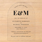 Invitations En Acrylique Initiales de monogramme moderne en forme d'arche p (Recto)