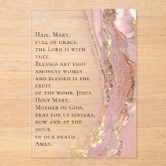 Invitations En Acrylique ink marble Hail Mary prayer (Recto)