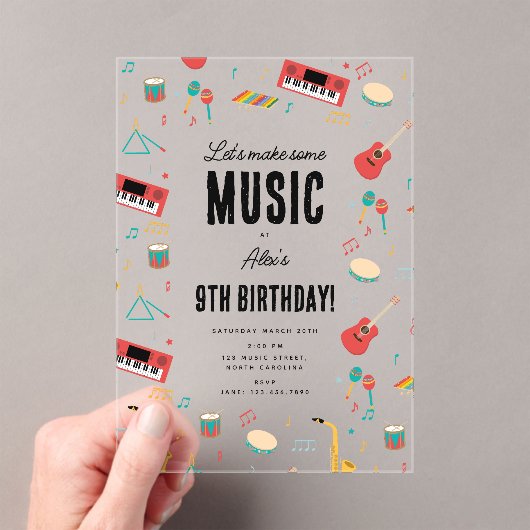 Invitations En Acrylique Instruments de musique Musique Thème Anniversaire (In situ (ordinateur de poche))
