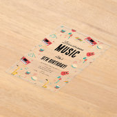 Invitations En Acrylique Instruments de musique Musique Thème Anniversaire (Poser)