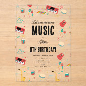 Invitations En Acrylique Instruments de musique Musique Thème Anniversaire (Recto)