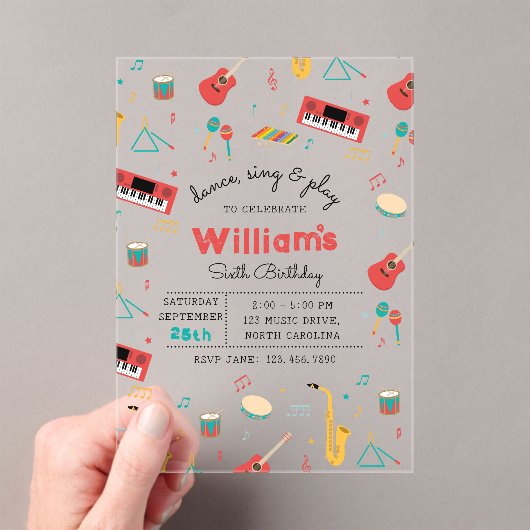 Invitations En Acrylique Instruments de musique Musique Thème Anniversaire (In situ (ordinateur de poche))