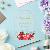 Invitations En Acrylique Invitación con flor roja para quinceañera (Insitu (Mariage))